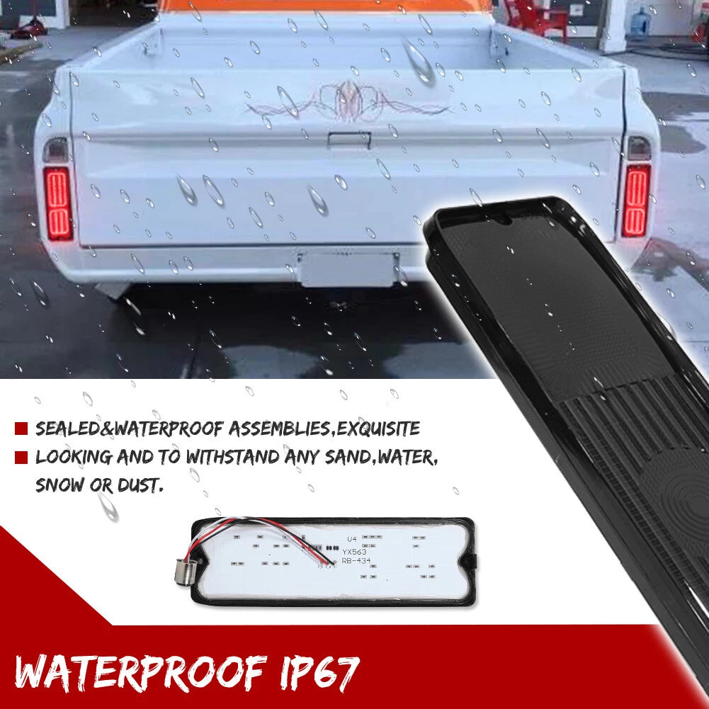 Smoked Red LED Tail Lights for Chevy GMC Pickup Truck (1967–1972)