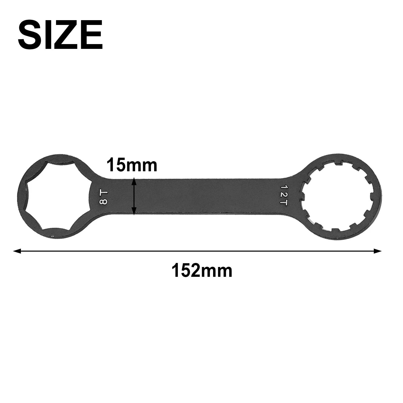 Fork Wrench for Bike (1 Pcs) 152mm x 38mm x 3mm Aluminum Alloy Black