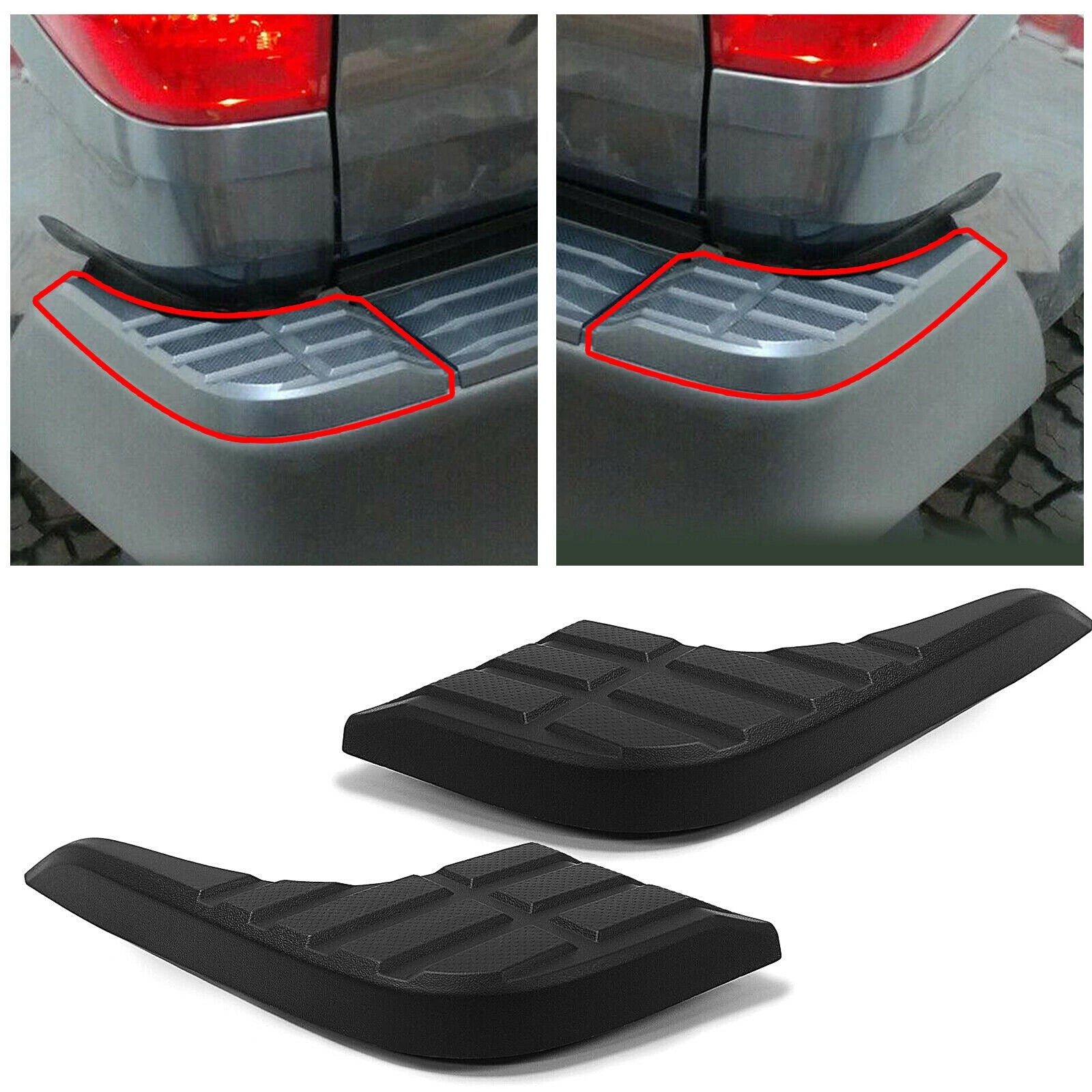 2X Rear Bumper End Cap Cover Step Pad for Toyota Tundra (2014–2021) #52163-0C070