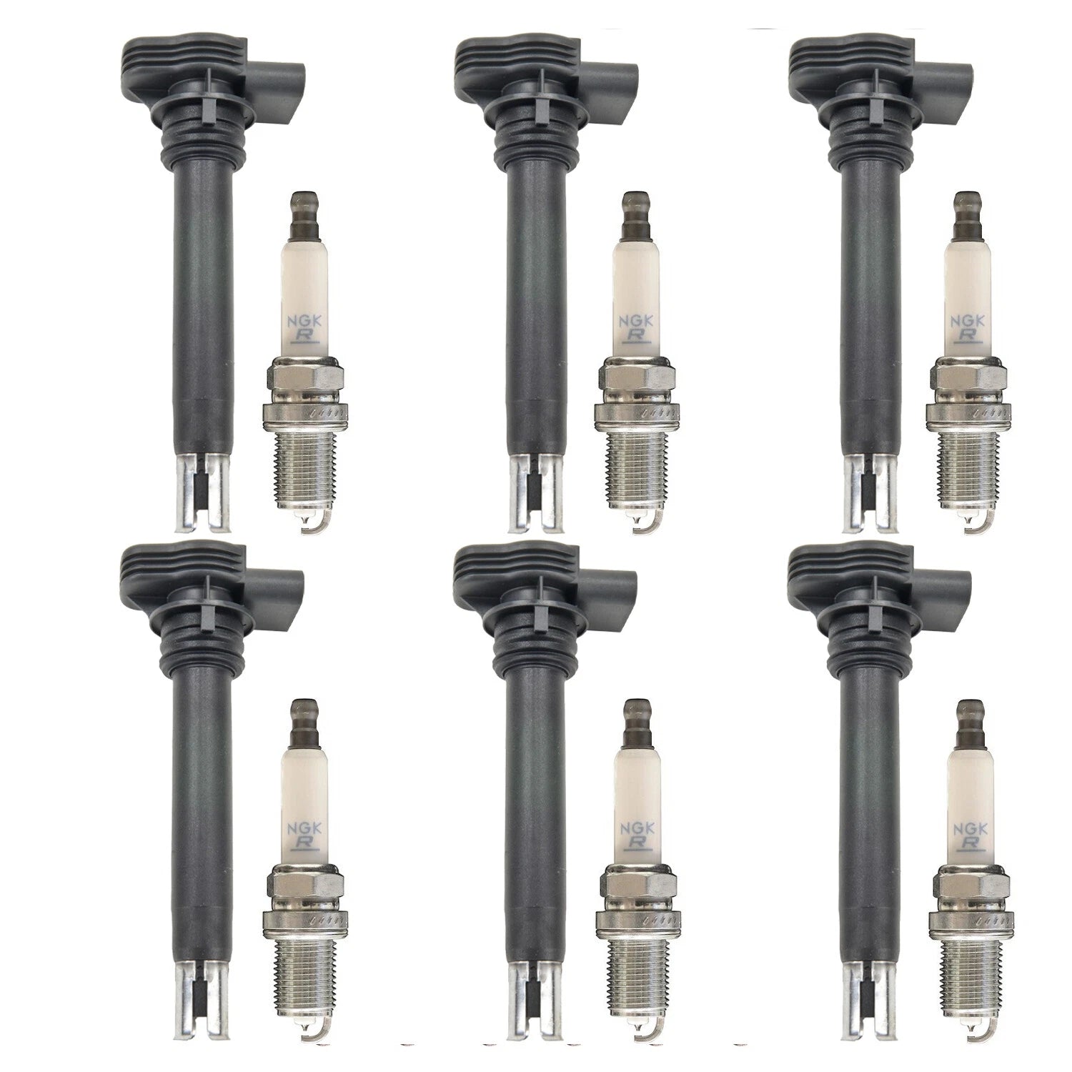Set of 6 Ignition Coils & NGK Laser Platinum Spark Plugs for Audi Q5 Q7 Touareg (2009–2018)