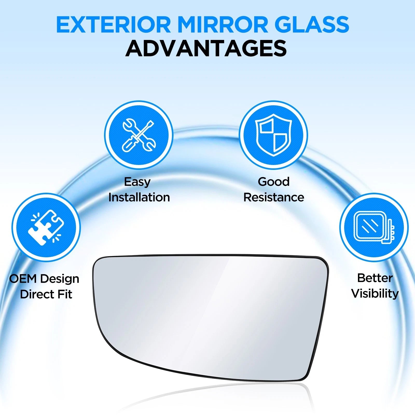 Lower Left Side Mirror Glass for Ford Transit-150 250 350 (2015-2019)