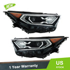 LED Headlights Pair for Toyota RAV4 XLE Hybrid XSE (2019–2022) Clear Lens Black