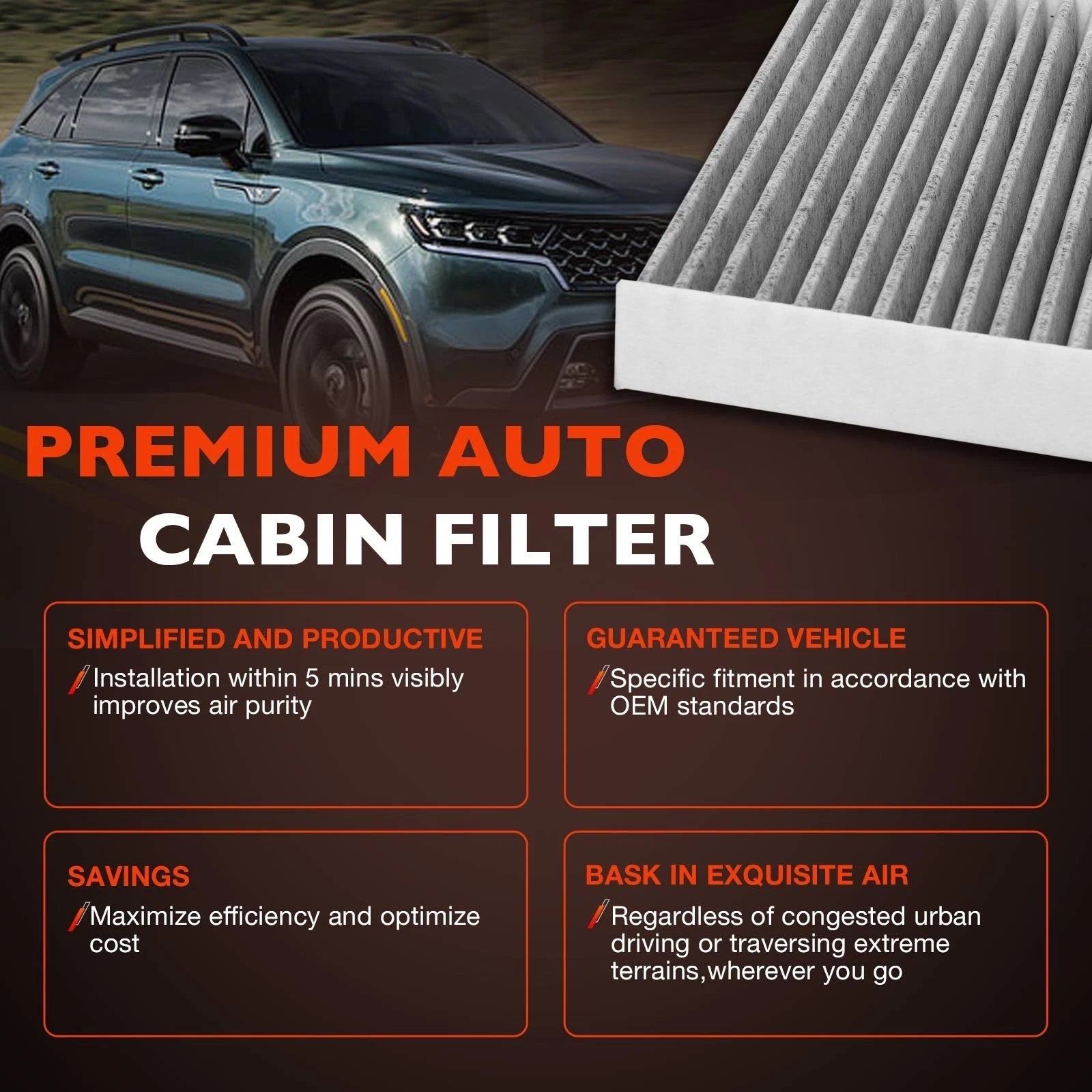 2X Engine & Cabin Air Filter for Kia Sorento (2011–2020) 28113-A9100 97134-C6900 CF12161