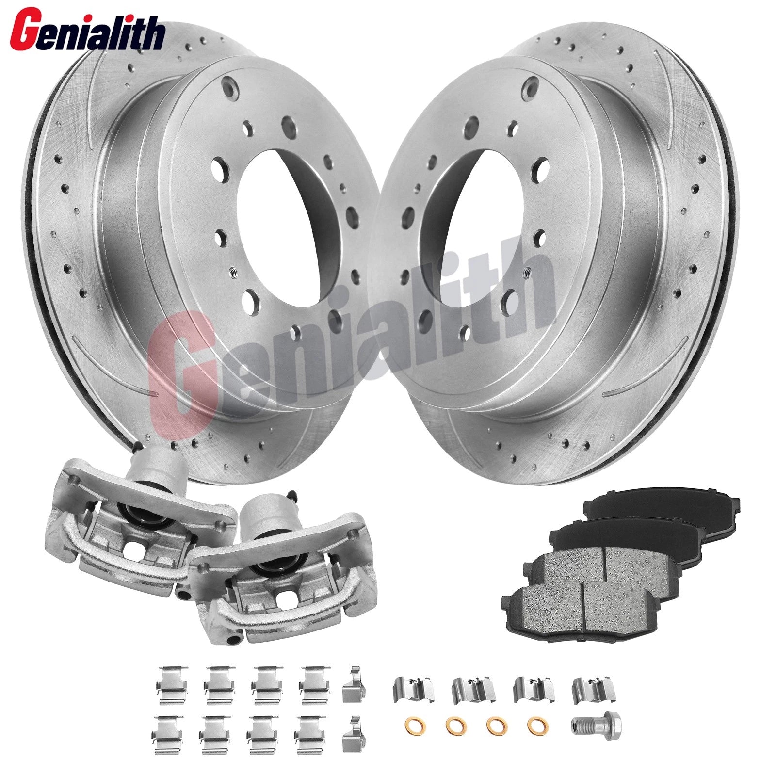 Rear Disc Rotors Caliper Ceramic Pads Kit for Toyota Sequoia Tundra (2007–2015)