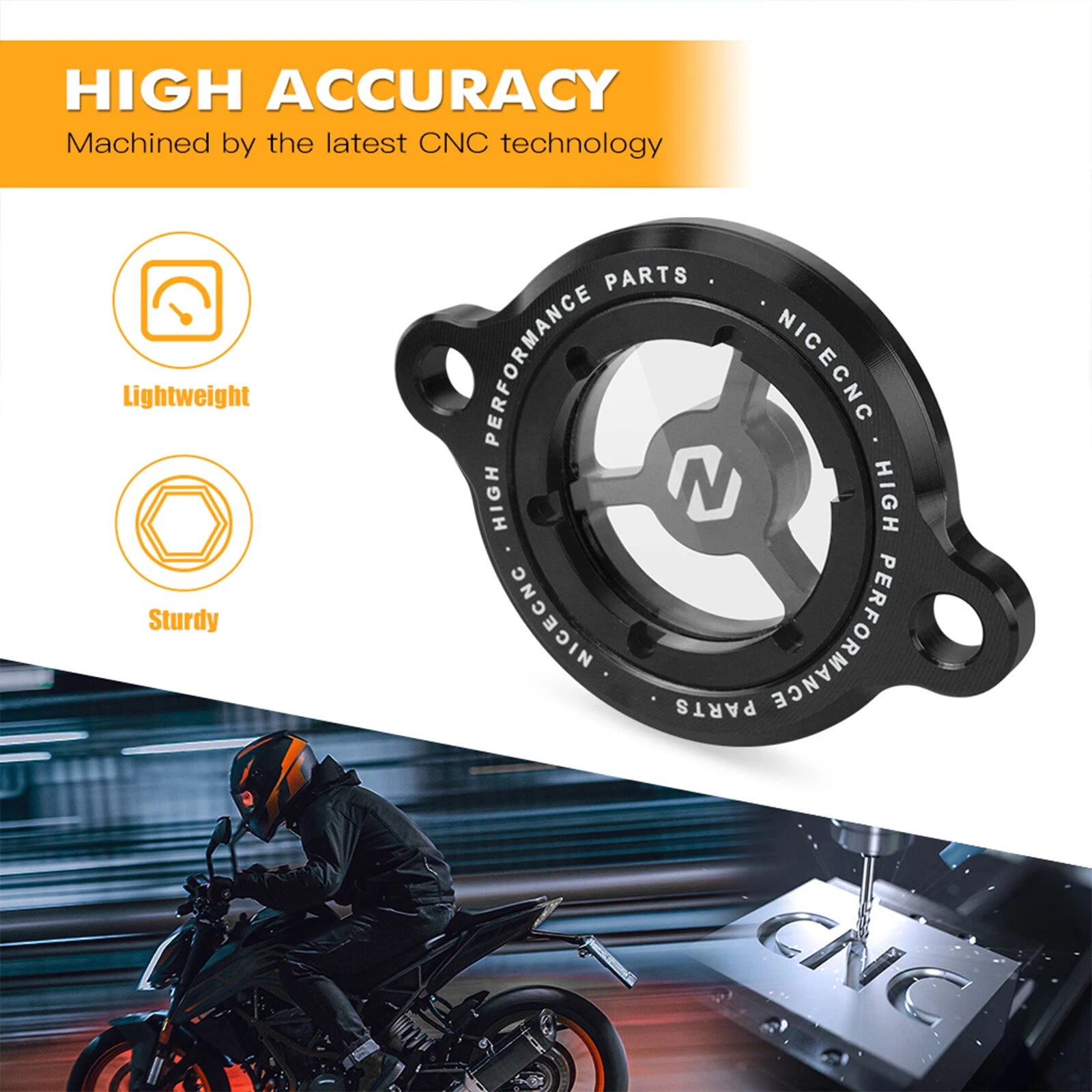 1x Transparent Anodized Oil Filter Cover for KTM 125/200/250/390 Duke (2016–2023)