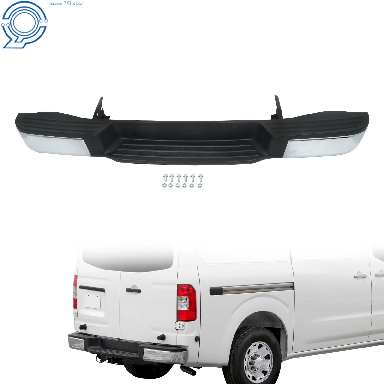 Chrome Rear Step Bumper Assembly for Nissan NV1500 NV2500 (2012–2021)