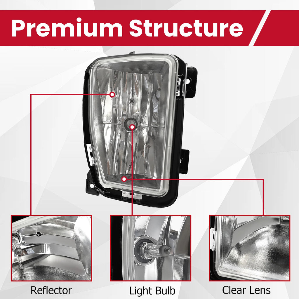 Clear Lens Fog Lights with Bulb for Dodge Ram 1500 (2013–2018)