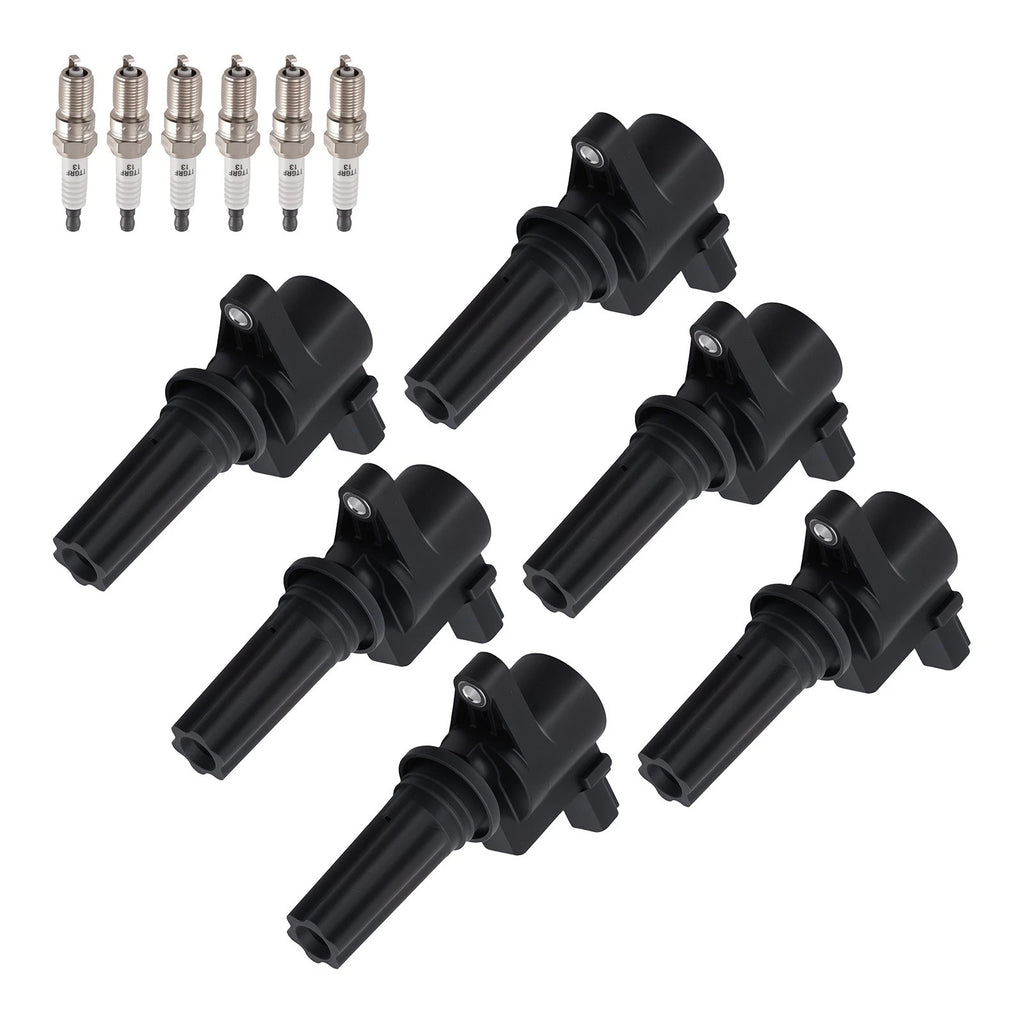 Set of 6 Ignition Coils & 6 Iridium Spark Plugs for Lincoln LS (2000–2005) V6 3.0L FD496