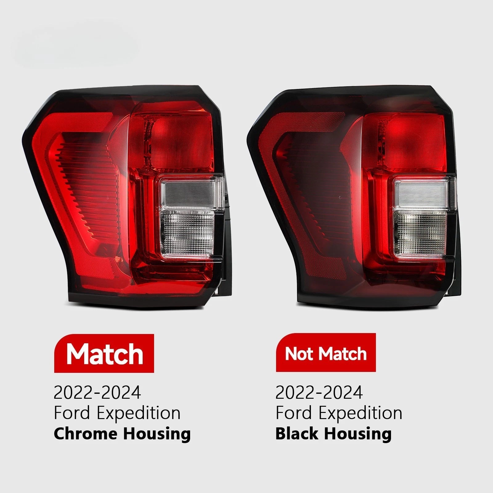 Set of 2 Halogen Tail Lights Chrome for Ford Expedition XL/XLT (2022–2025)