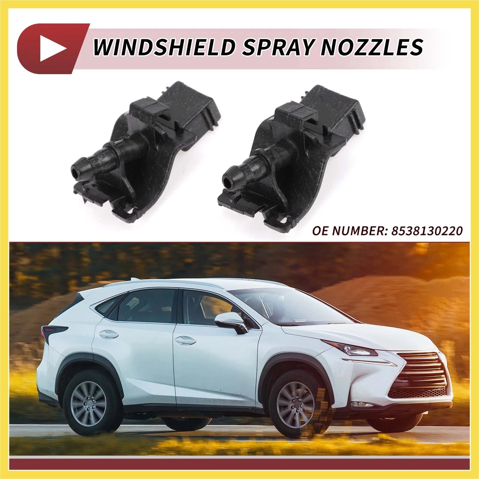 Set of 2 Front Windshield Washer Nozzles for Toyota Tacoma (2016–2023) No. 8538130220