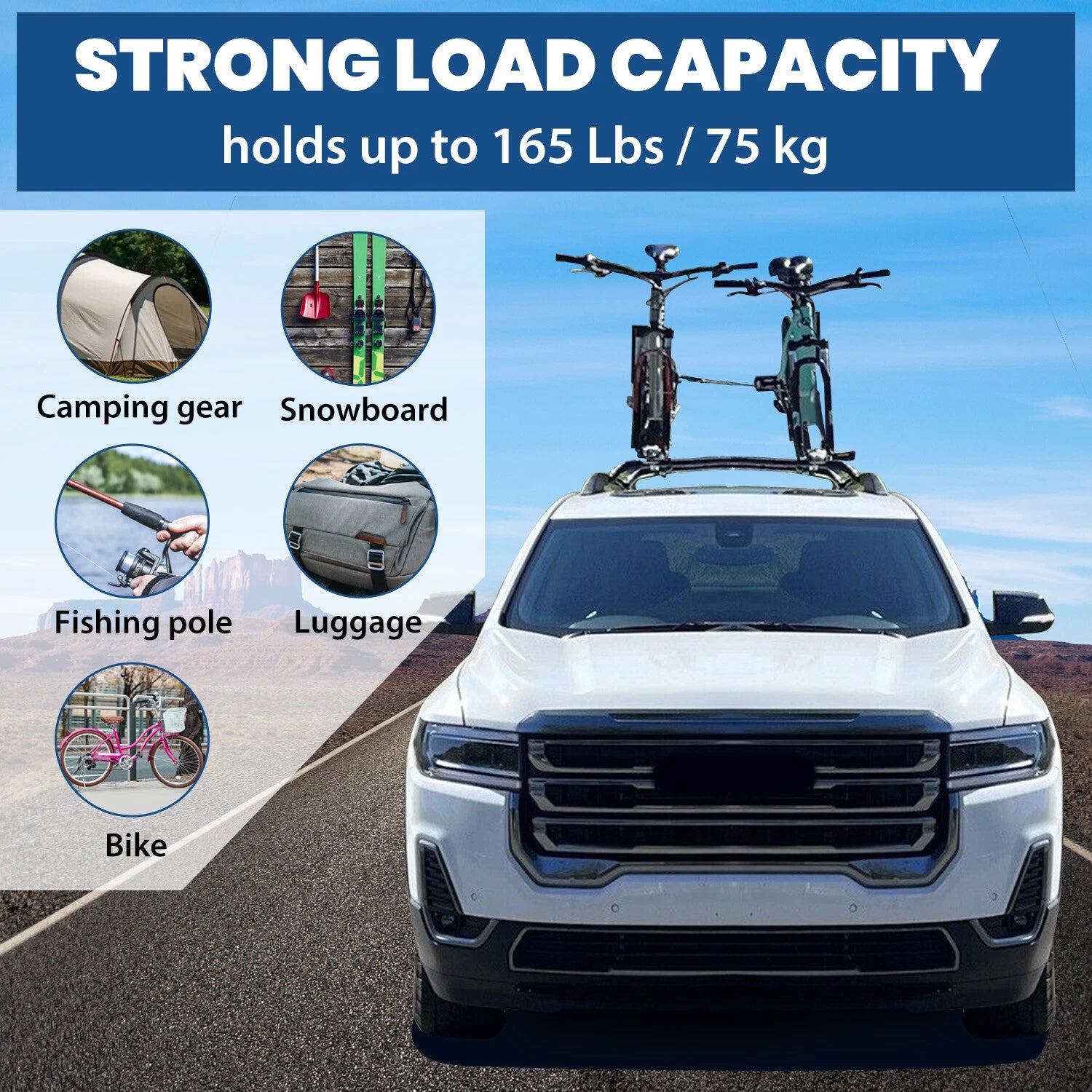 Set of 2 Roof Rack Rail Cross Bars for GMC Acadia (2017–2023)