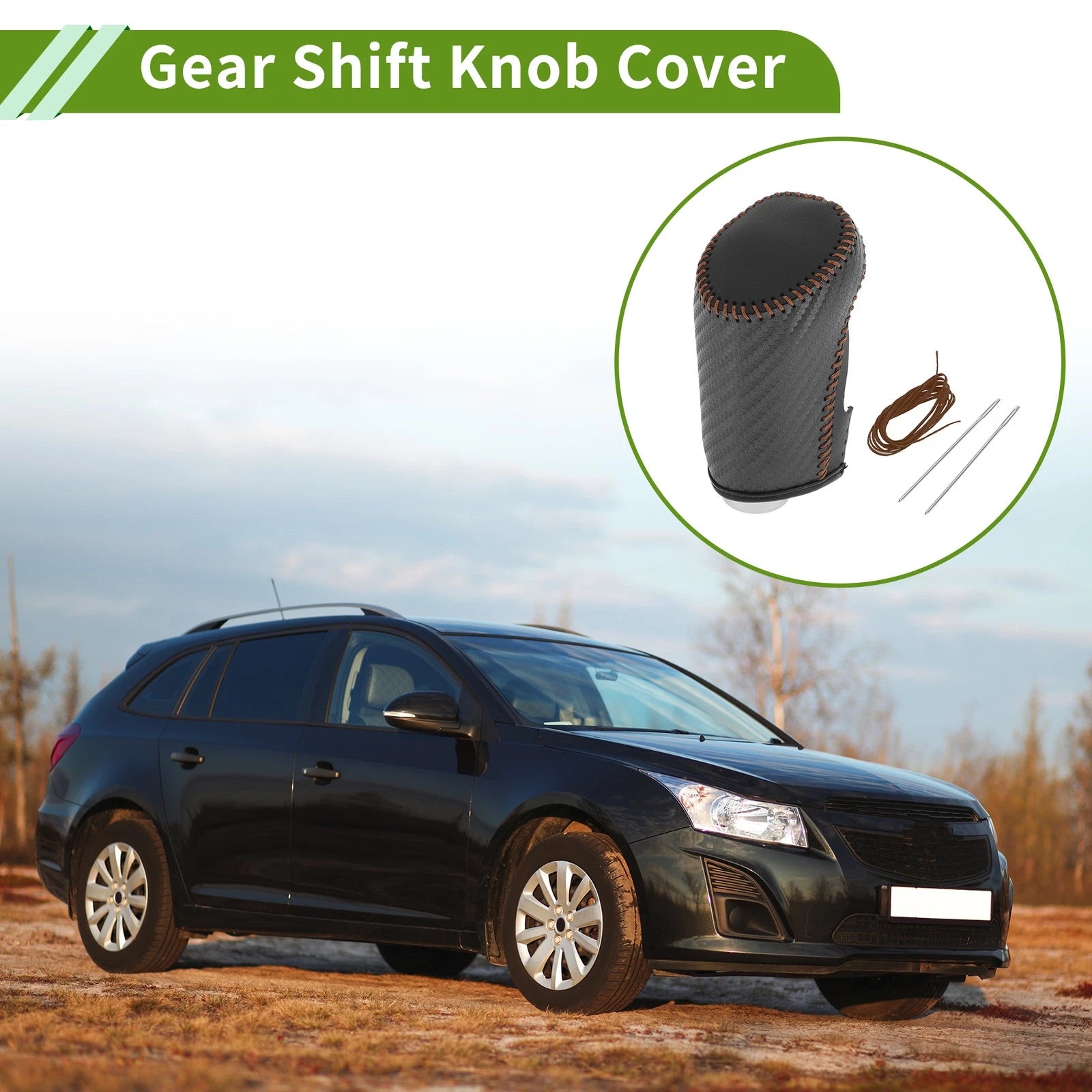 Gear Shift Knob Cover for Chevrolet Malibu (2016–2023) Black Carbon Fiber