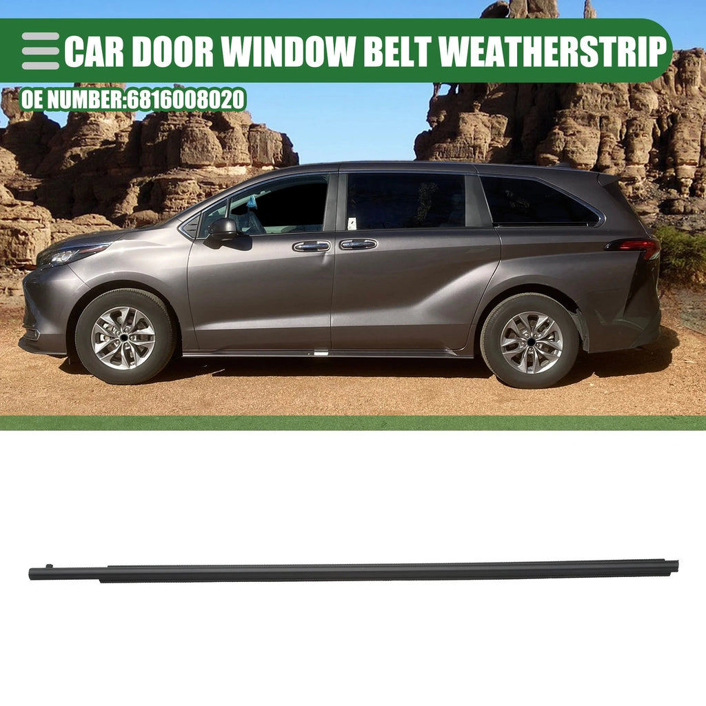 Front Left Door Window Belt Weatherstrip for Toyota Sienna (2011–2020) Black