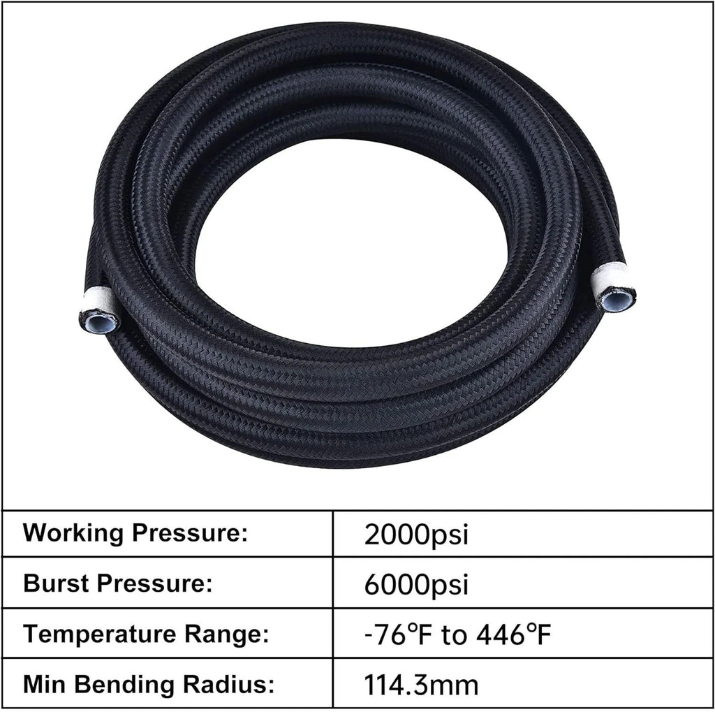 10AN E85 Nylon Braided PTFE Fuel Line Kit for Fuel Lines (10-20 ft)
