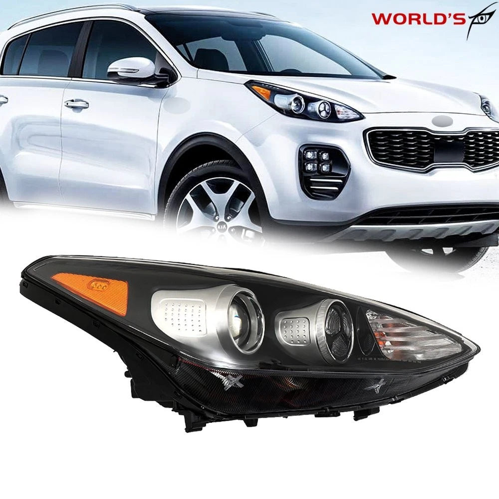 Right Side Headlight Assembly for Kia Sportage (2017–2019) Halogen with LED DRL