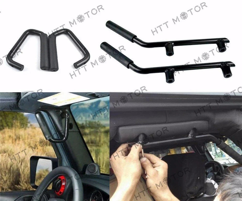 Set of 2 Solid Steel Side Door Grab Handle Bars for Jeep Wrangler JK (2007–2017)