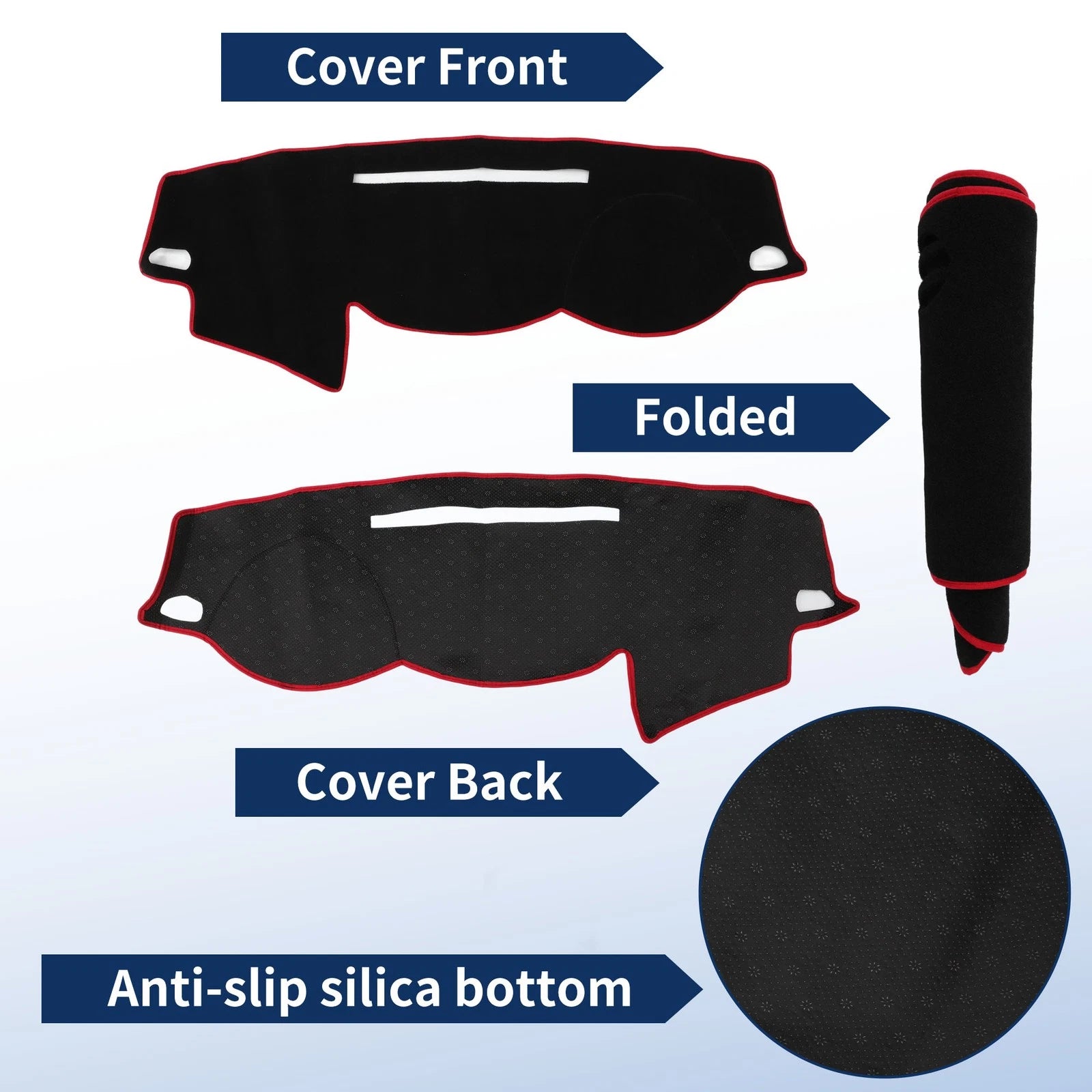 Dash Cover for Mitsubishi L200 (2015–2019) Polyester Black Red Edge Set