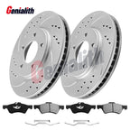 Front Drilled Rotors & Ceramic Brake Pads for Chrysler Town & Country, Dodge Caravan
