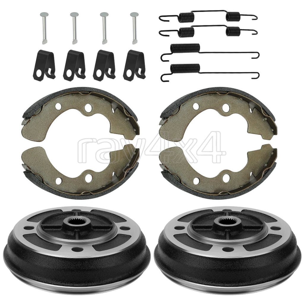 Set of 2 Front Brake Drums w/Shoes Kit for Kawasaki (41038-1219, 41048-1077, 92043-1398)