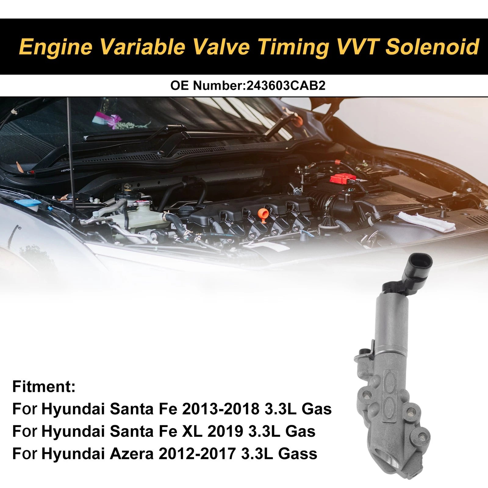 Engine Camshaft Oil Control Valve for Hyundai Santa Fe (2013–2018) No. 243603CAB2