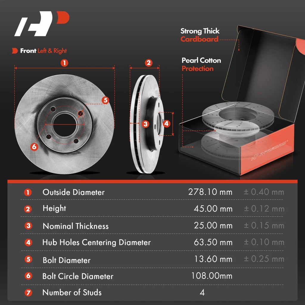 Front Disc Brake Rotors & Brake Pads for Ford Focus