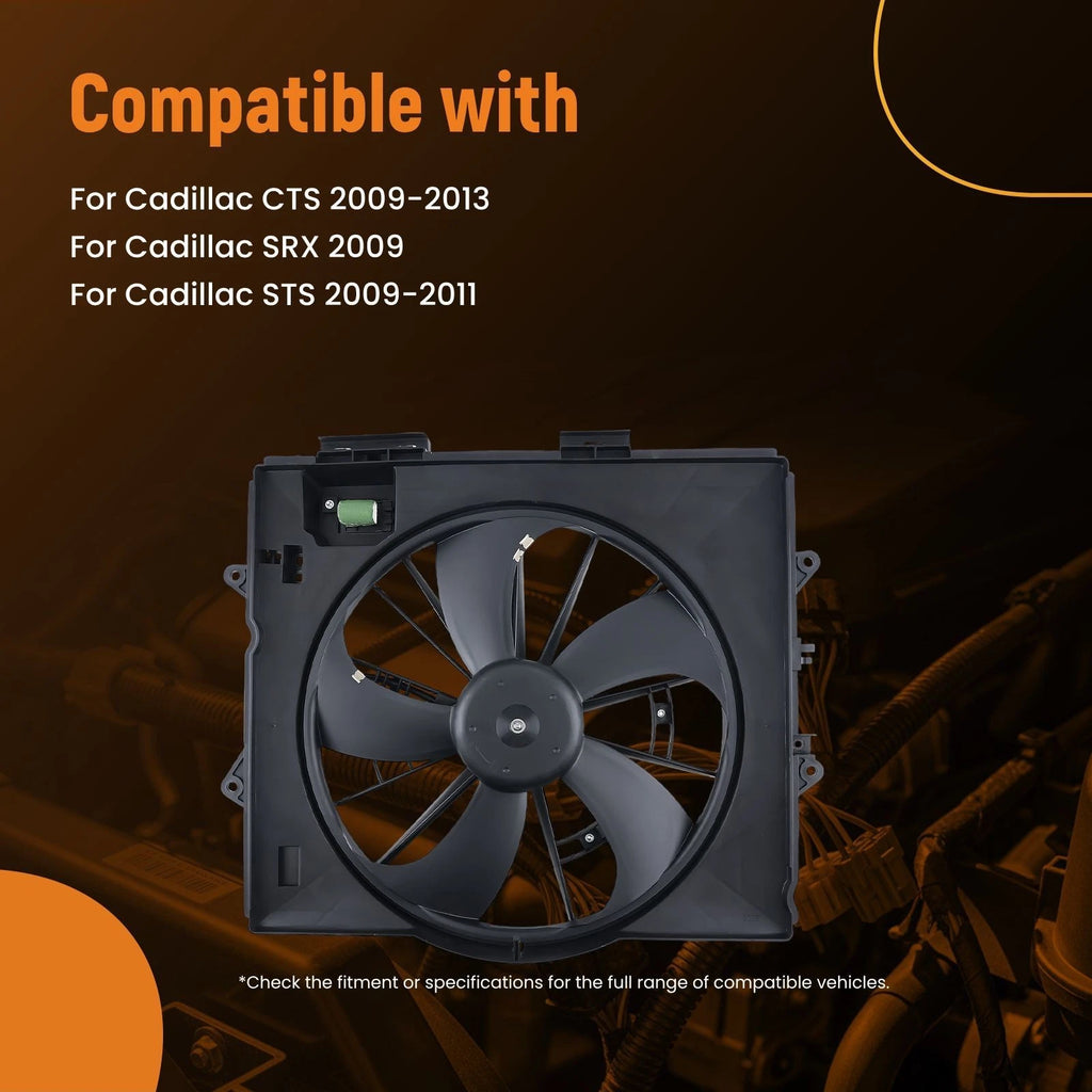 Cooling Fan for Cadillac CTS SRX STS (2009–2013) GM3115253 240W Plastic