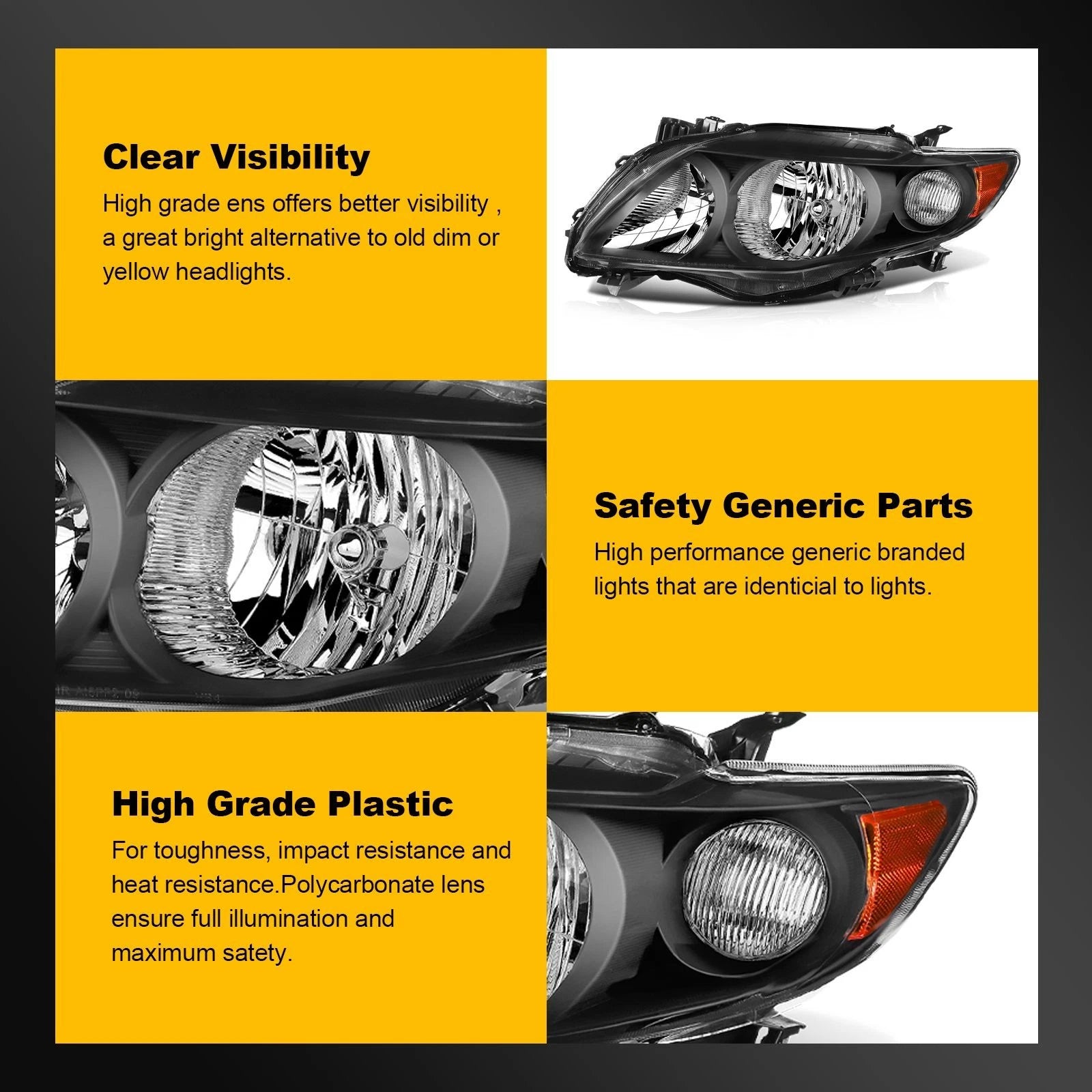 Headlight Assembly for Toyota Corolla (2009–2010)