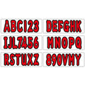 Set of 4 Red 3" Marine Alpha-Numeric Registration Number Decals