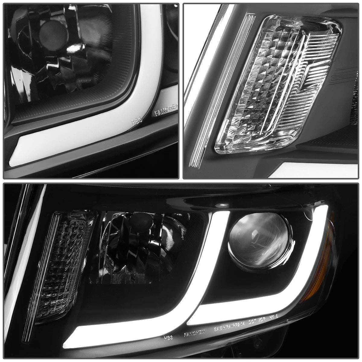 Pair of LED Black Amber Projector Headlights for Grand Cherokee (2014–2016)