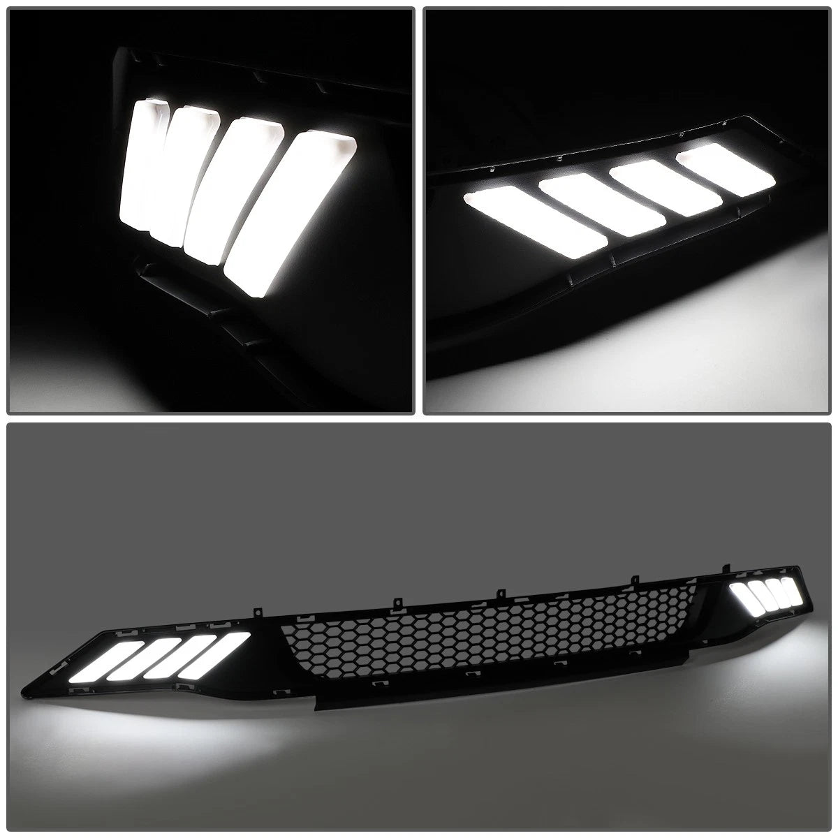LED DRL Honeycomb Front Lower Bumper Grille for Ford Mustang (2018–2019)