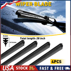 Set of 4 Silicone Frameless Windshield Wiper Blades for Universal Cars (28")
