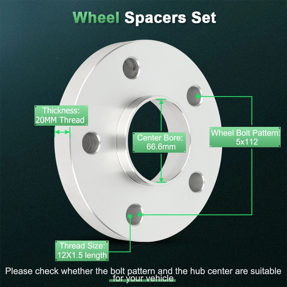 Set of 2 Wheel Spacers for Mercedes (5x112, 20mm Thick)