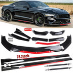 Front Bumper Lip Spoiler + 78.7" Side Skirt + Rear Lip for Ford Mustang