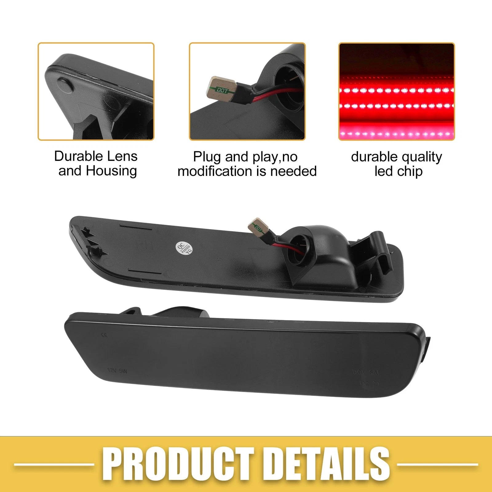 Pair Rear LED Side Marker Light for Ford (2004–2008) 4R3Z-15A201-BA