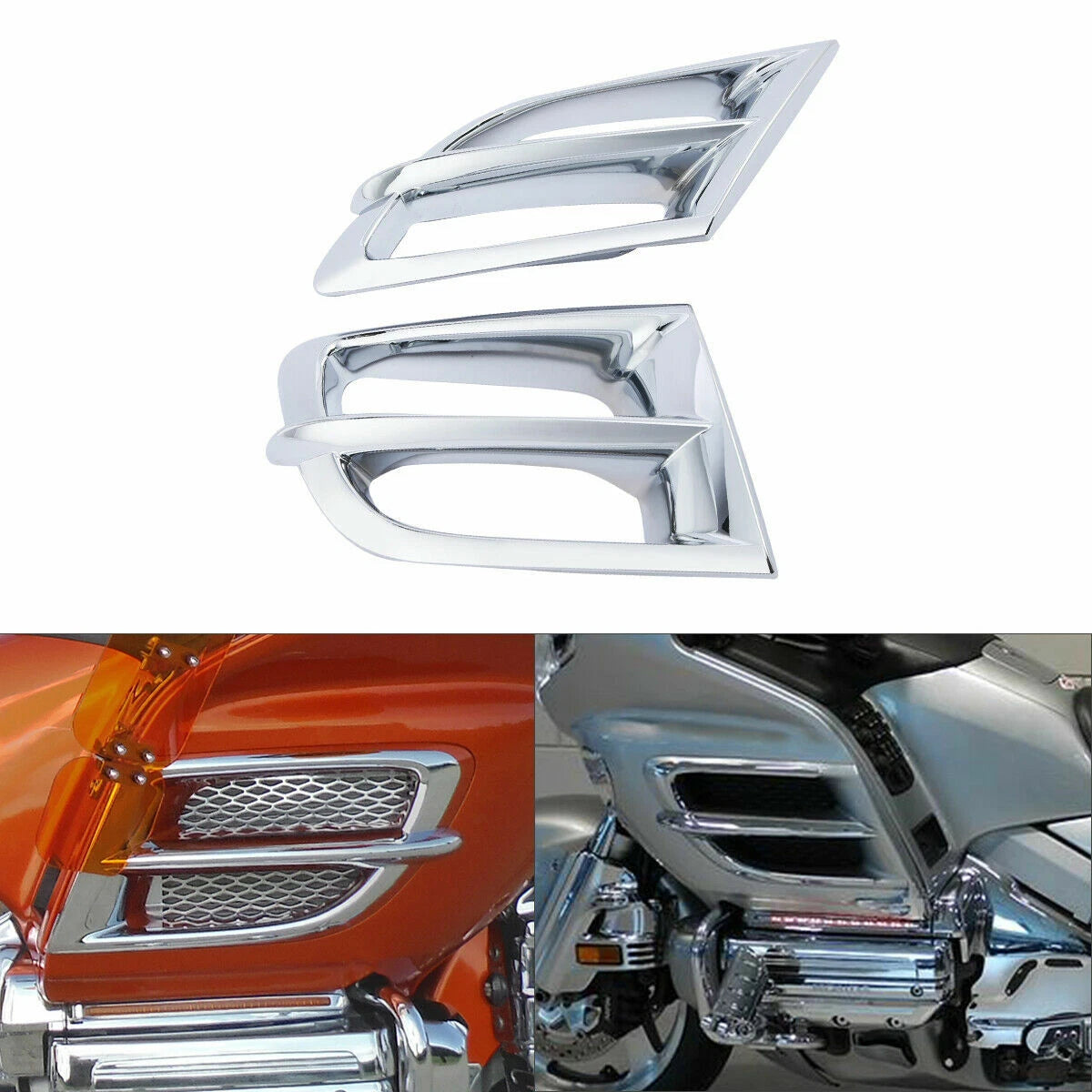 Set of 2 ABS Side Fairing Accent Grilles for Honda Goldwing GL1800 (2001–2011) Chrome
