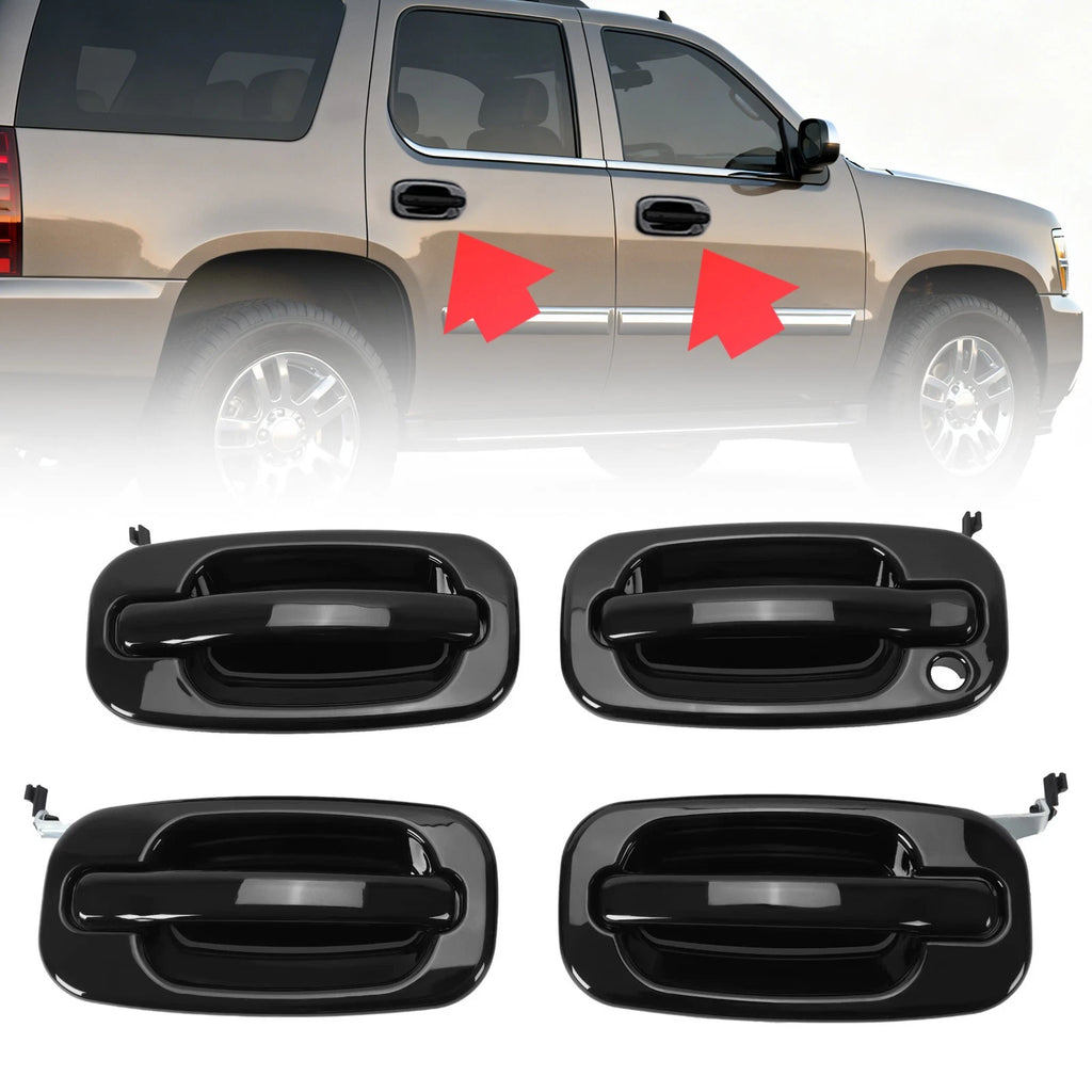 Painted Black Outside Door Handles for Chevy GMC Cadillac Tahoe Yukon (2007–2014)