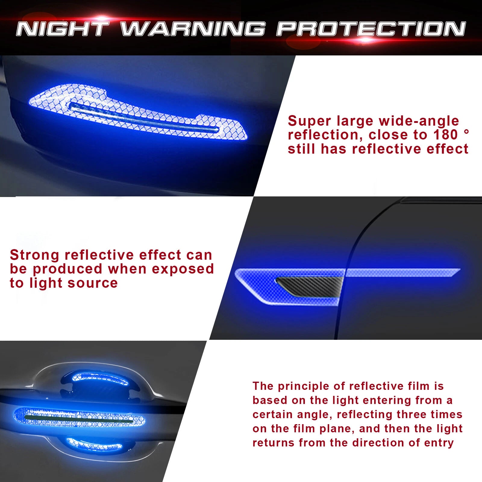 3D Strong Reflective Strip Stickers for Universal Car SUV Door Markers (3D)