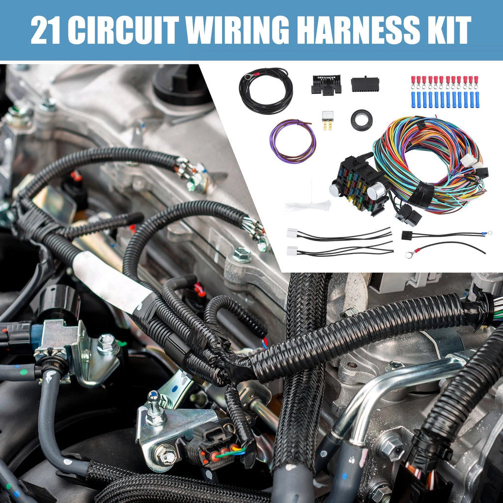 Set of 1 Universal 21 Circuit Wiring Harness Kit for GM Chevy Ford Truck