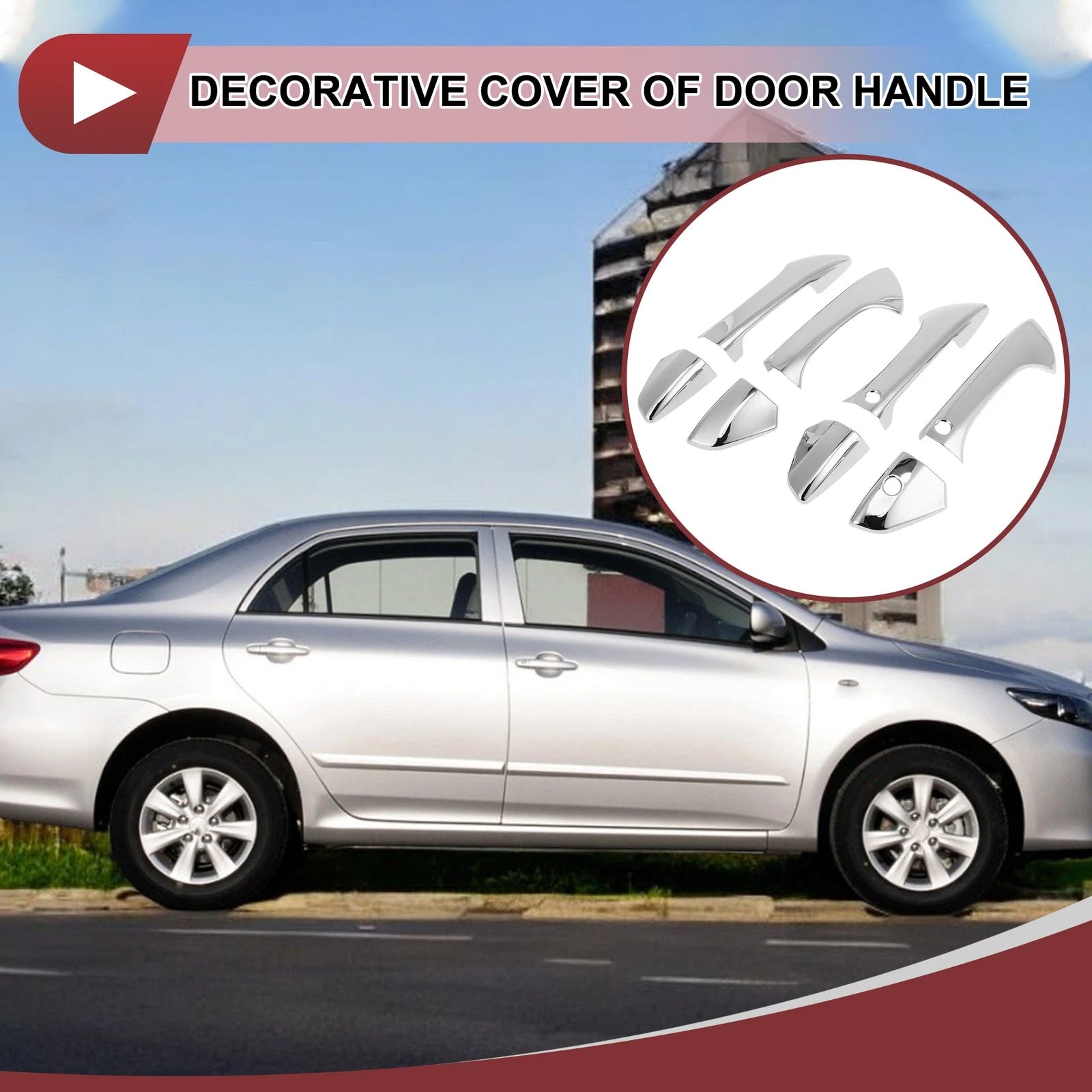 Set of 4 Car Door Handle Covers for Honda Accord (2008–2012) Silver ABS