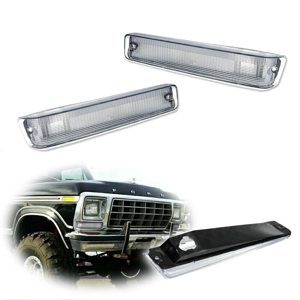 Clear Front Bumper Signal Lamps for Ford F-150, Bronco (1973–1979)