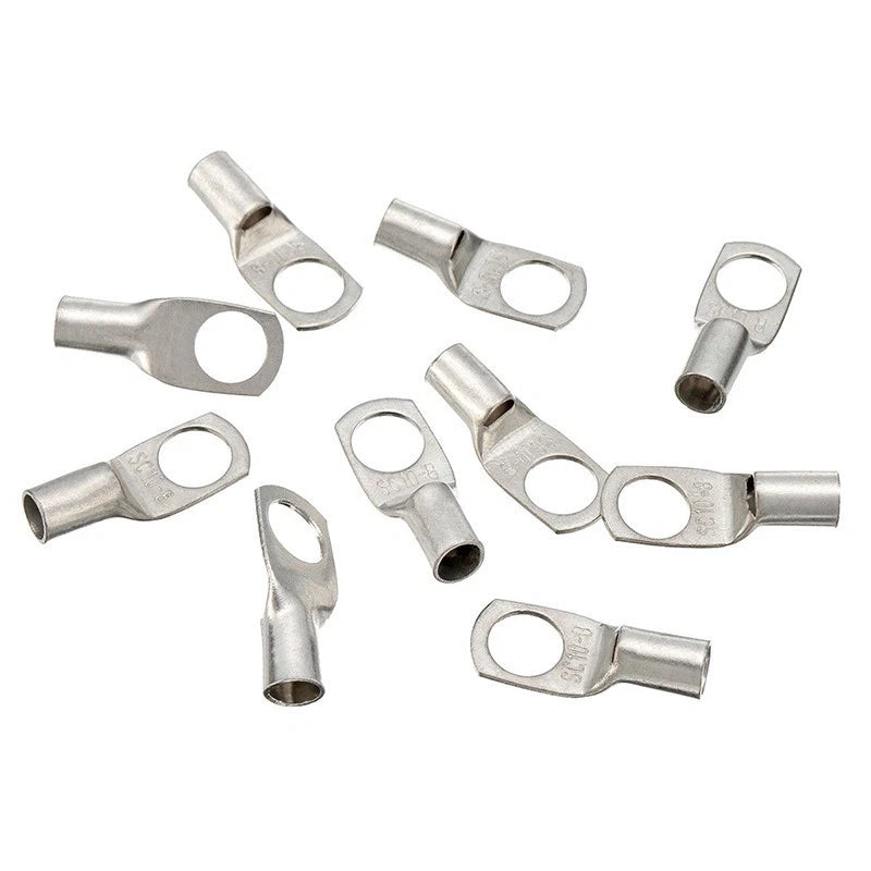Set of 10mm x 8mm Uninsulated Pipe Cable Lugs for Auto Marine RV 4WD