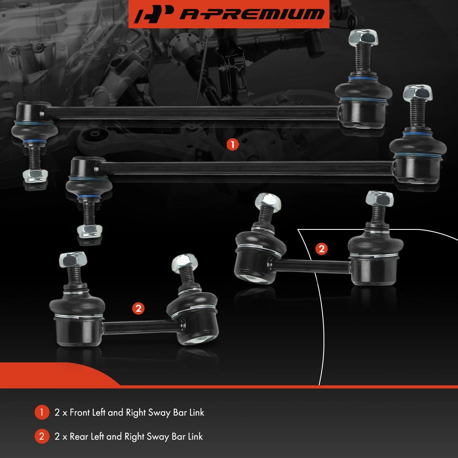 4x Front & Rear Side Sway Bar Link for Toyota RAV4 (2001-2005)