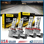 Combo 9005 + H11 LED Headlight Bulbs for Universal Fit (2000–2023)