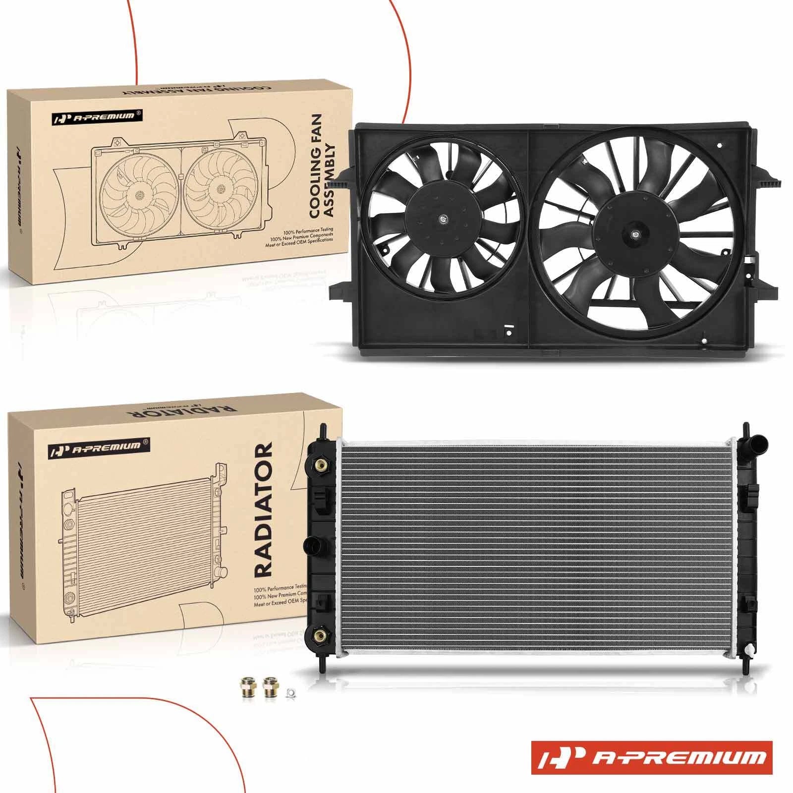 2Pcs Radiator & Cooling Fan Assembly for Chevrolet Malibu (2008–2012)