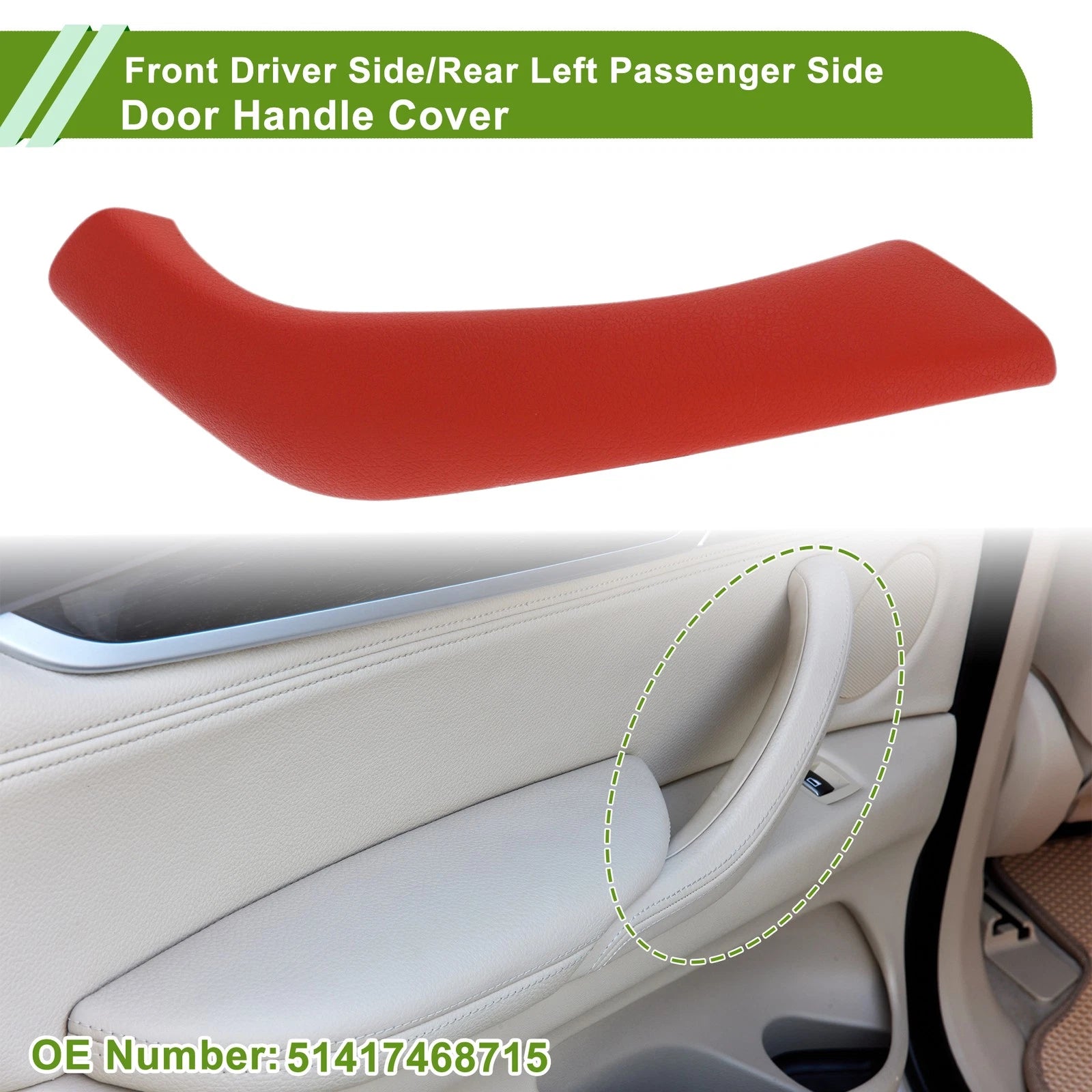 Door Panel Handle Pull Trim Cover for BMW X1 F48 F49 (2015–2020) No. 51417468715 Red