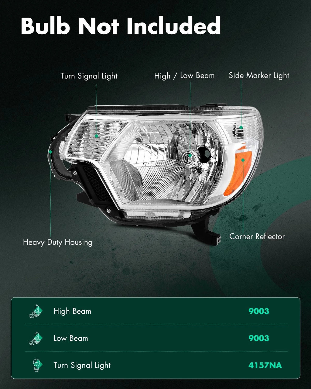 2X Headlight Assembly for Toyota Tacoma (2012–2015) Chrome