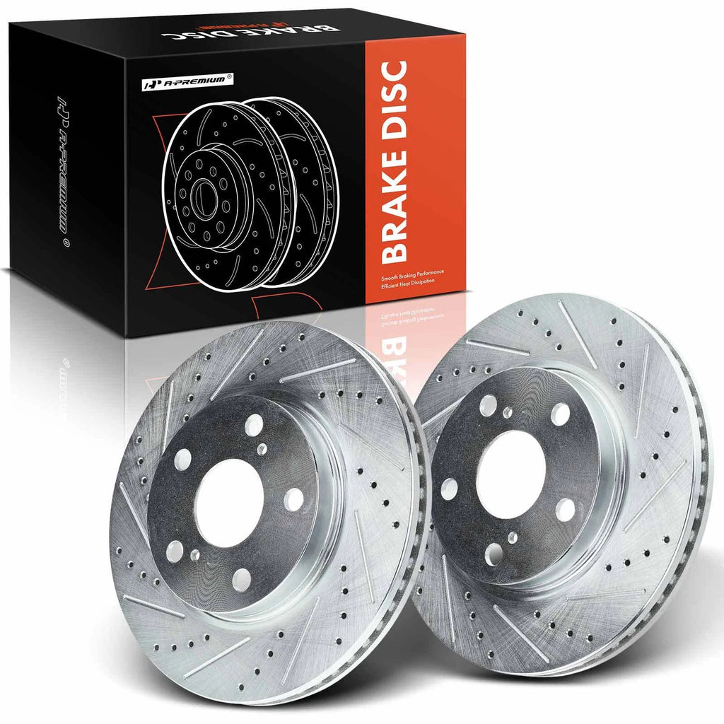 Front Drilled Brake Rotor for Toyota RAV4, Prius V, Lexus xB (2016-2018)