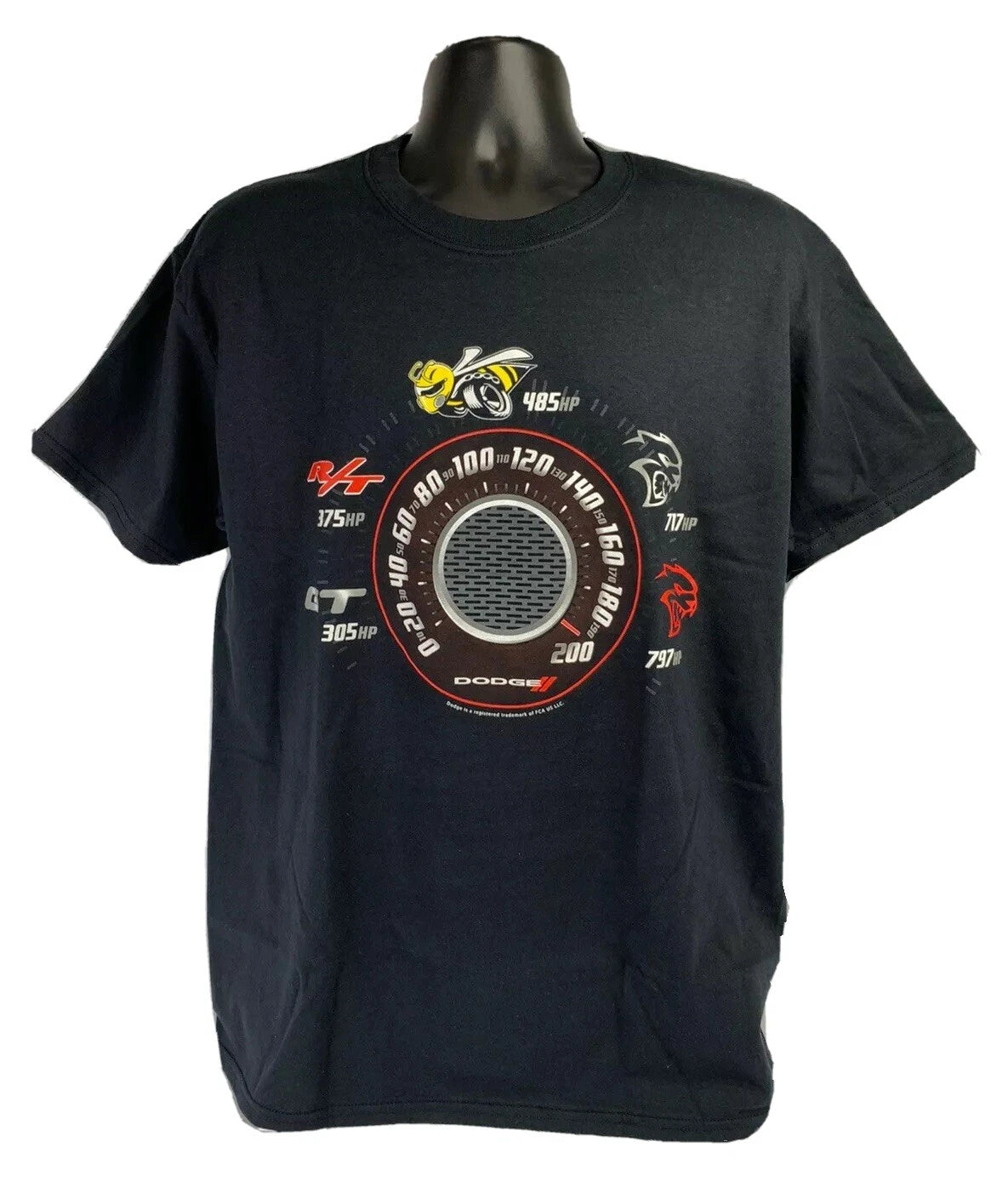 Speedometer T-Shirt for Dodge Challenger and Charger Trim Levels (2008–2023)