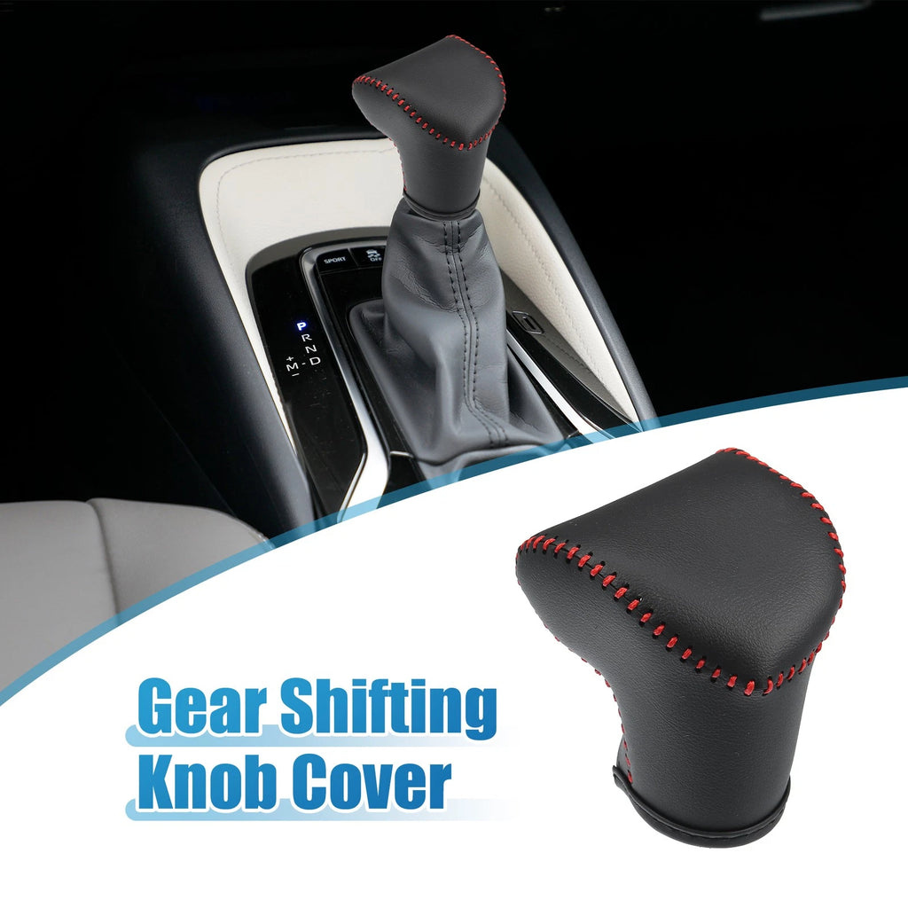 Gear Shifting Knob Cover for Kia Soul (2020–2023) Black Faux Leather Red Line
