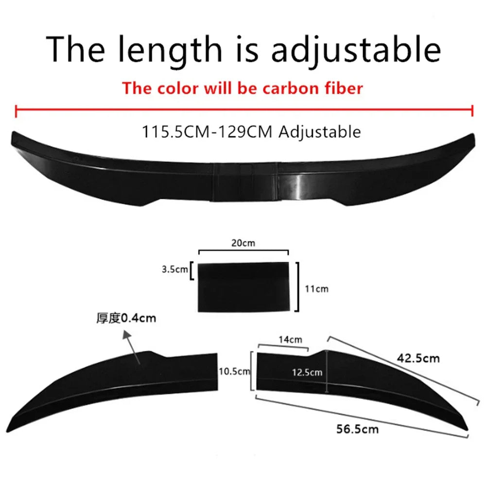 ABS Gloss Carbon Fiber Rear Trunk Spoiler Lip for Sedan (No Year Specified)